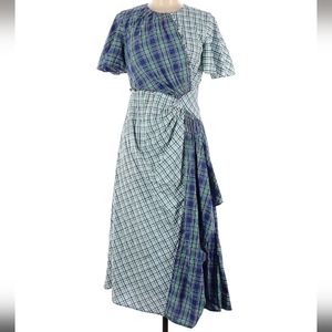 Prabal Gurung Asymmetrical Midi Cut Out Plaid Dress 6